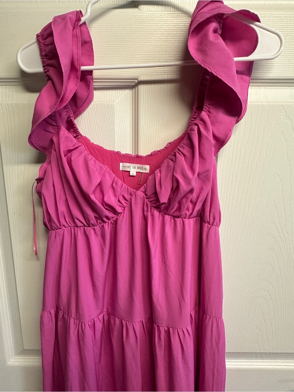 Free the Roses Hot Pink Ruffle Strap Dress
